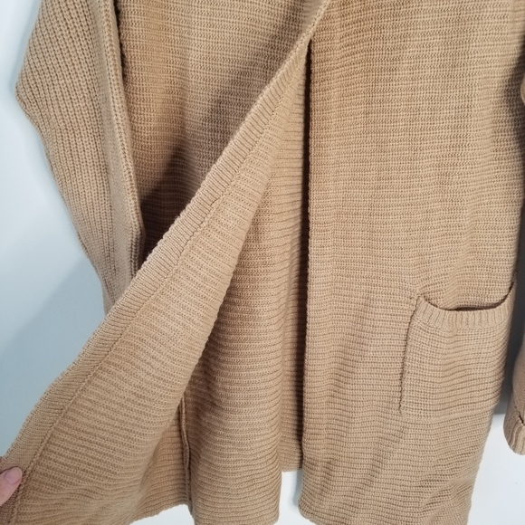 Tahari 100% Extra Fine Merino Wool Long Sleeve Duster Cardigan Camel Brown L - Picture 12 of 13